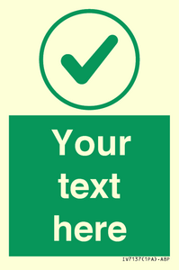 Custom green background, green tick in circle sign